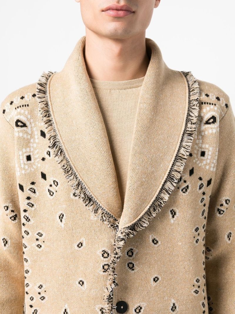 Beige Bandana Frayed Edges Cardigan