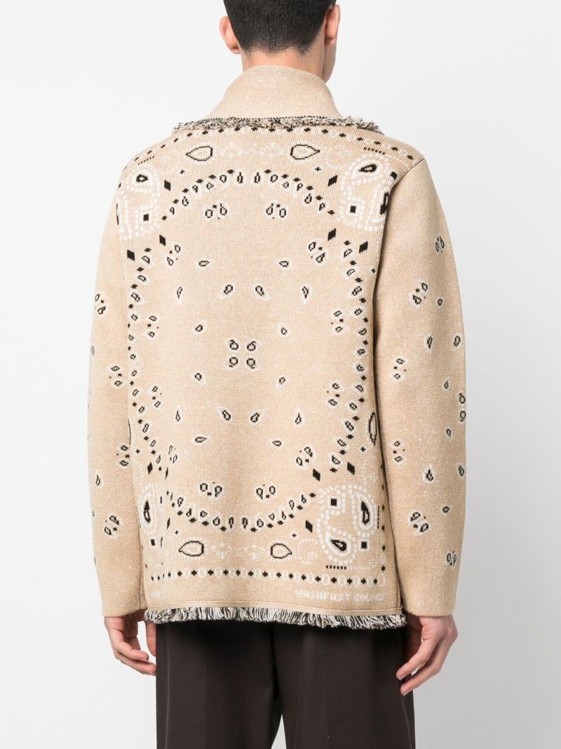 Beige Bandana Frayed Edges Cardigan