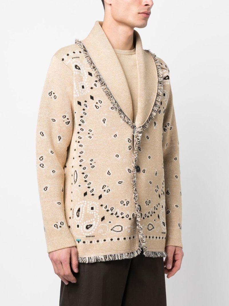 Beige Bandana Frayed Edges Cardigan