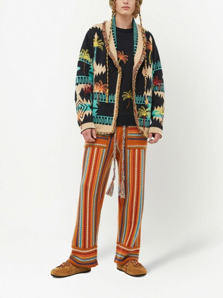 Multicoloured Palm Tree Jacquard Cardigan