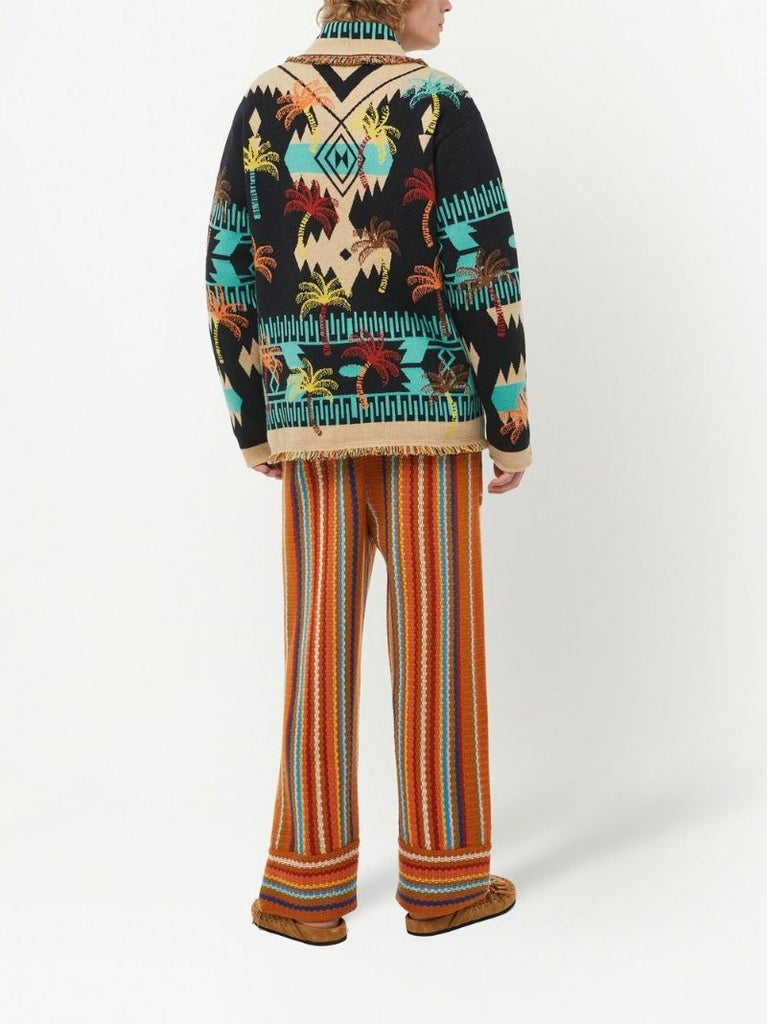 Multicoloured Palm Tree Jacquard Cardigan