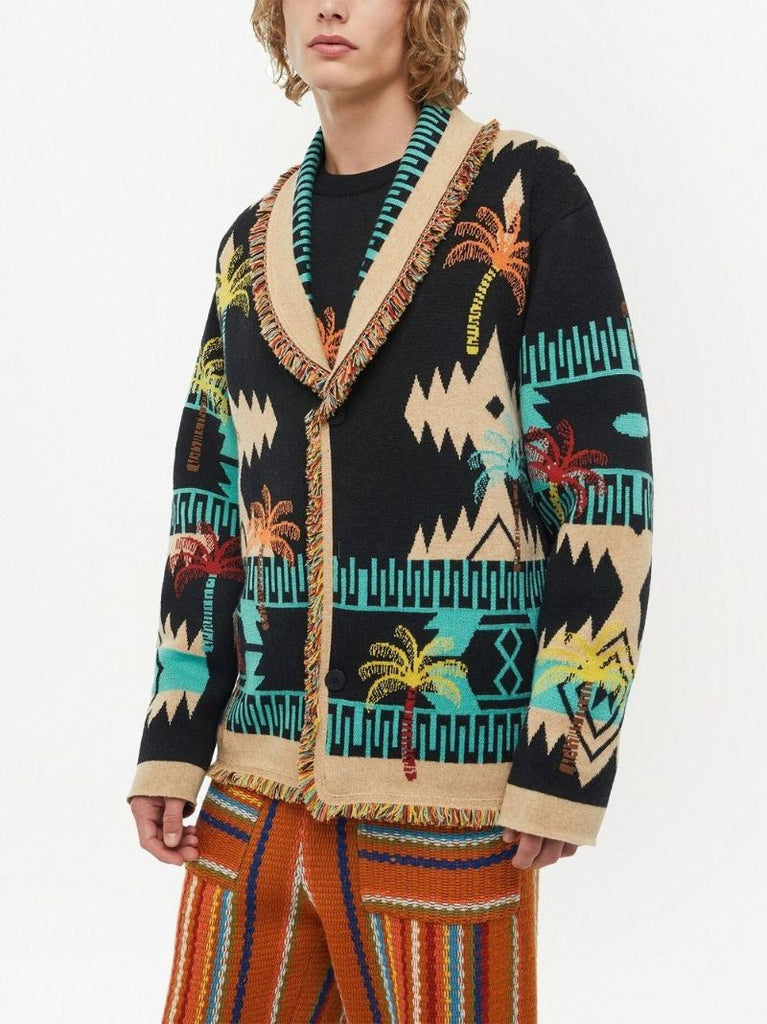 Multicoloured Palm Tree Jacquard Cardigan