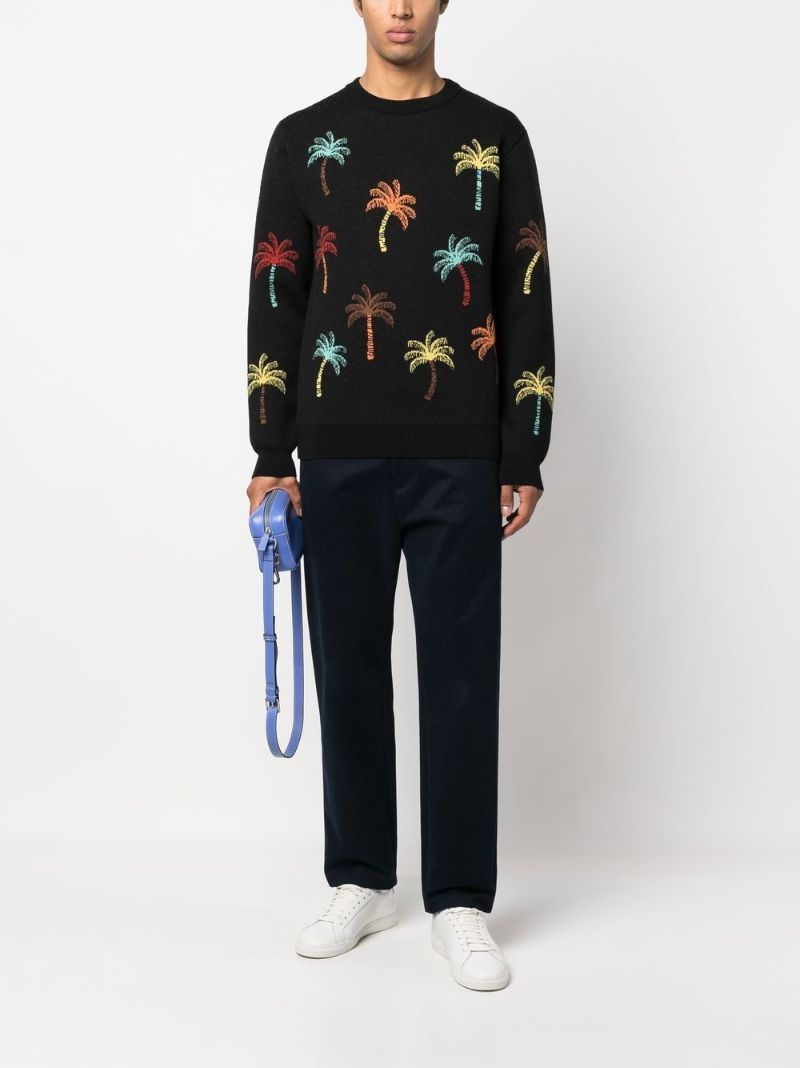 Black Palm Tree Wool Jumper