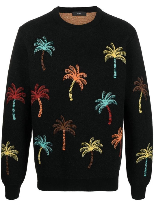 Black Palm Tree Wool Jumper