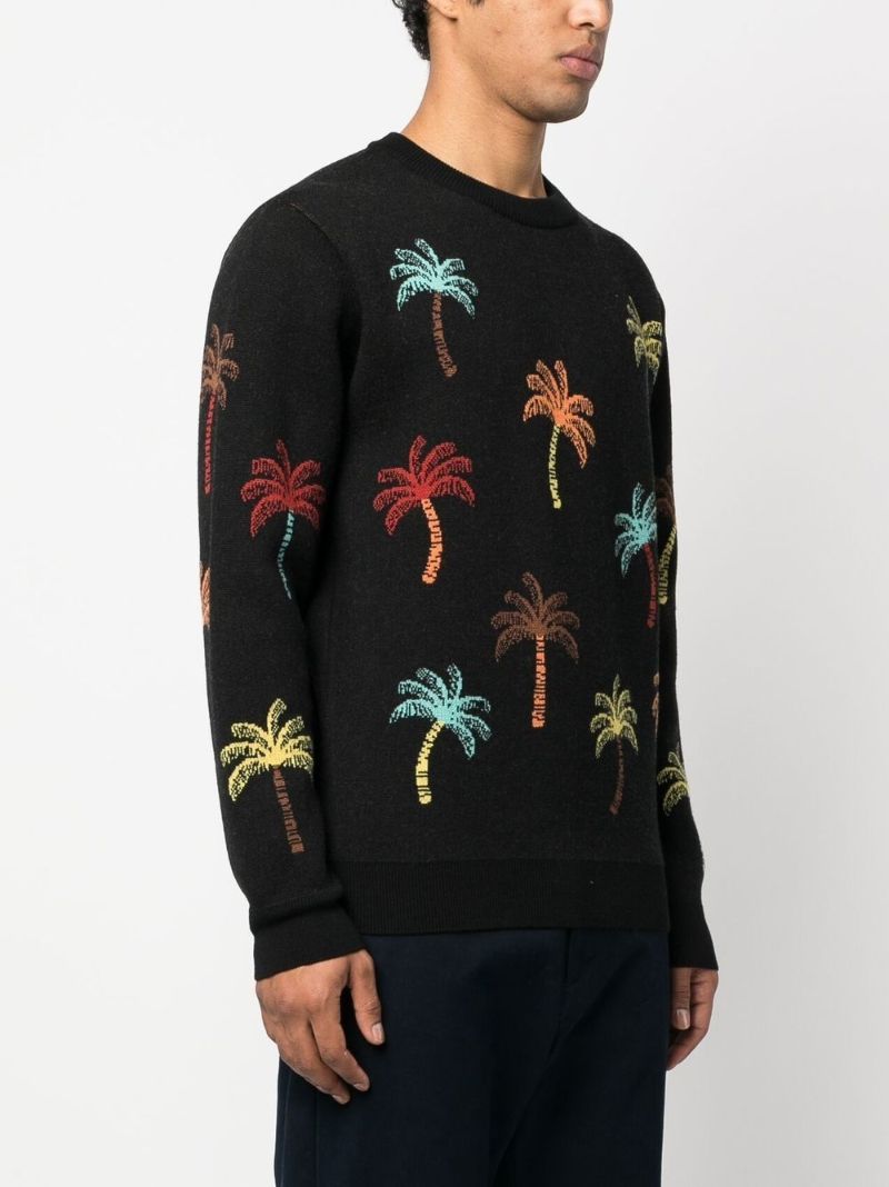 Black Palm Tree Wool Jumper