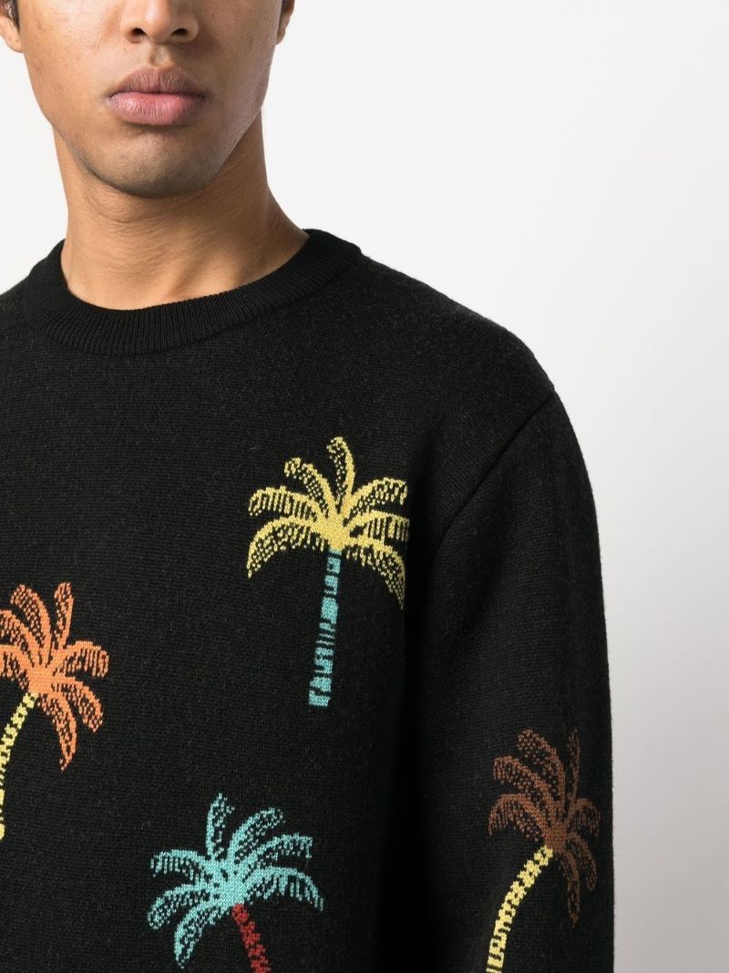 Black Palm Tree Wool Jumper