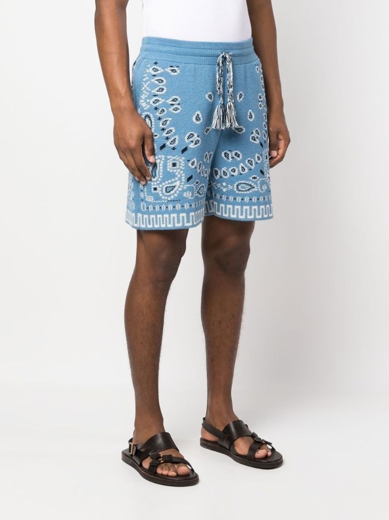 Blue Bandana Print Knitted Shorts