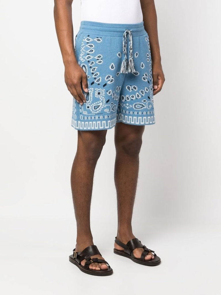 Blue Bandana Print Knitted Shorts