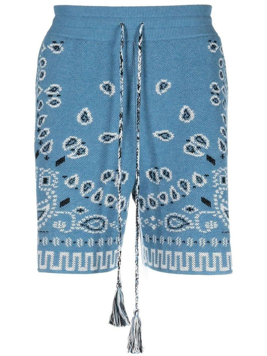 Blue Bandana Print Knitted Shorts