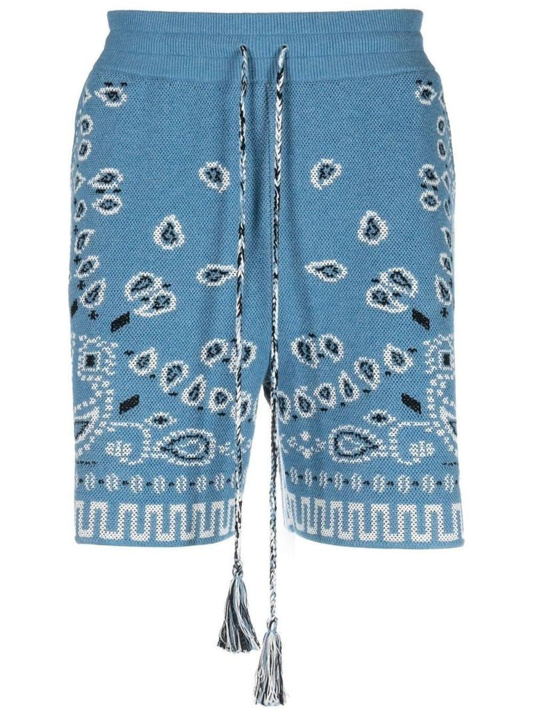 Blue Bandana Print Knitted Shorts