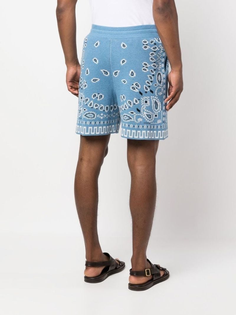 Blue Bandana Print Knitted Shorts