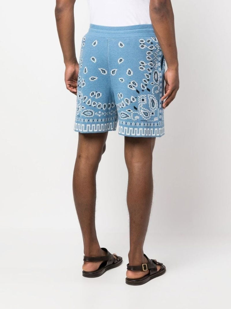 Blue Bandana Print Knitted Shorts