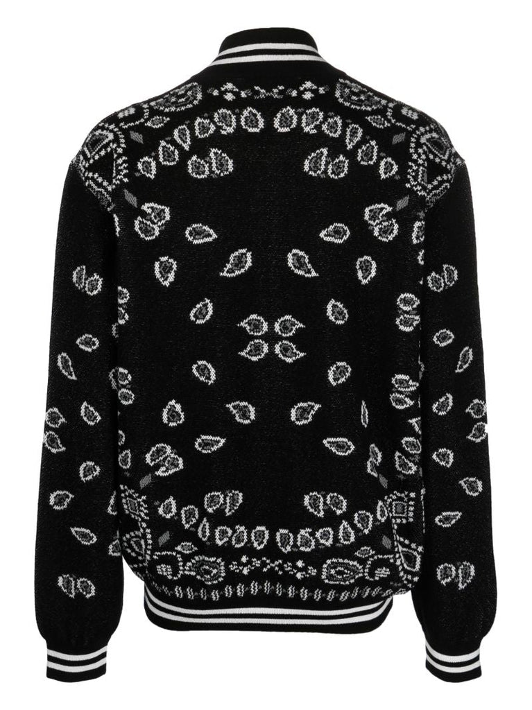 Black Bandana Piquet Jacquard Bomber