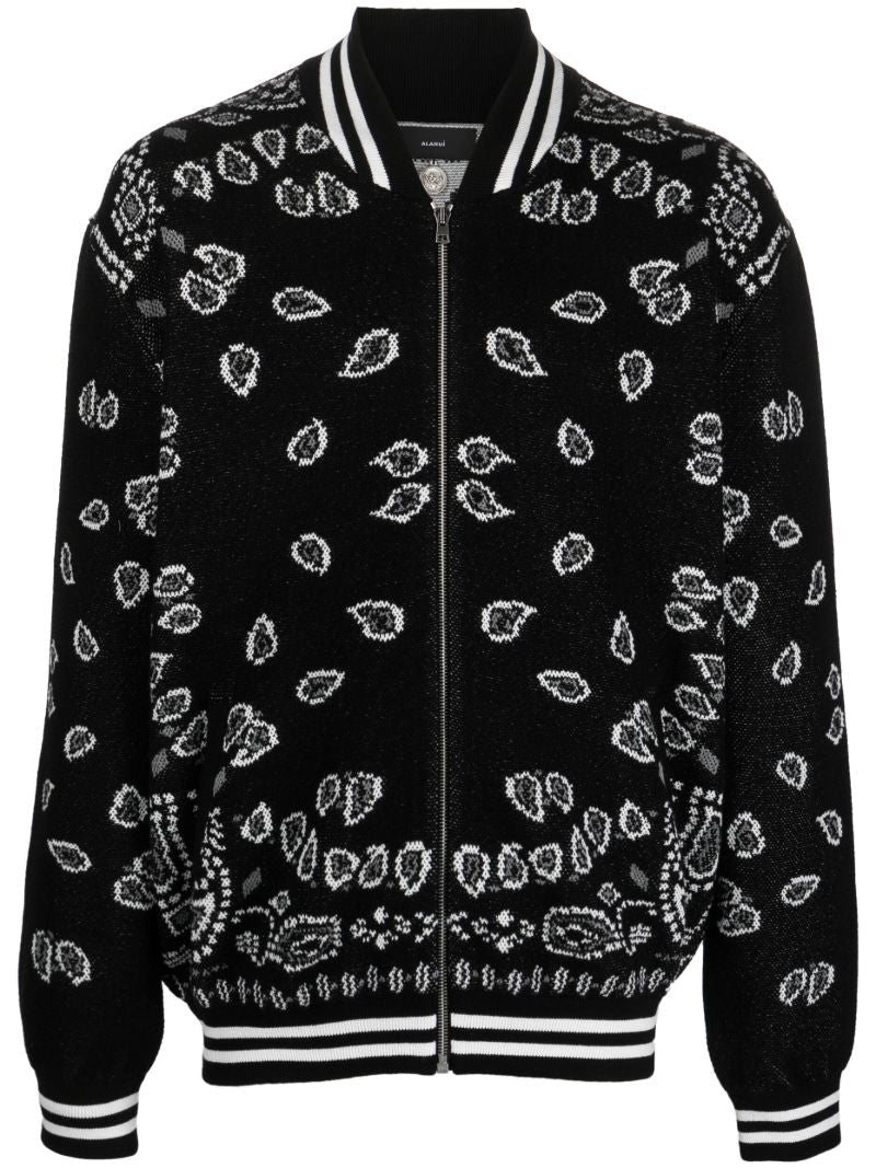 Black Bandana Piquet Jacquard Bomber
