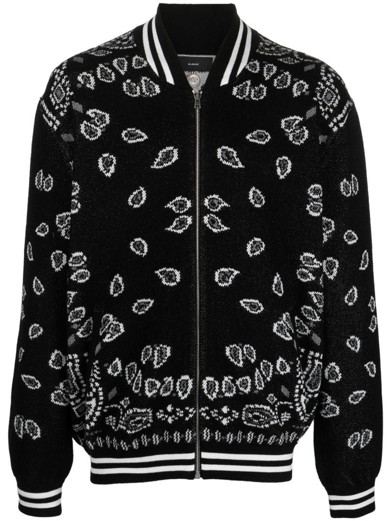 Black Bandana Piquet Jacquard Bomber