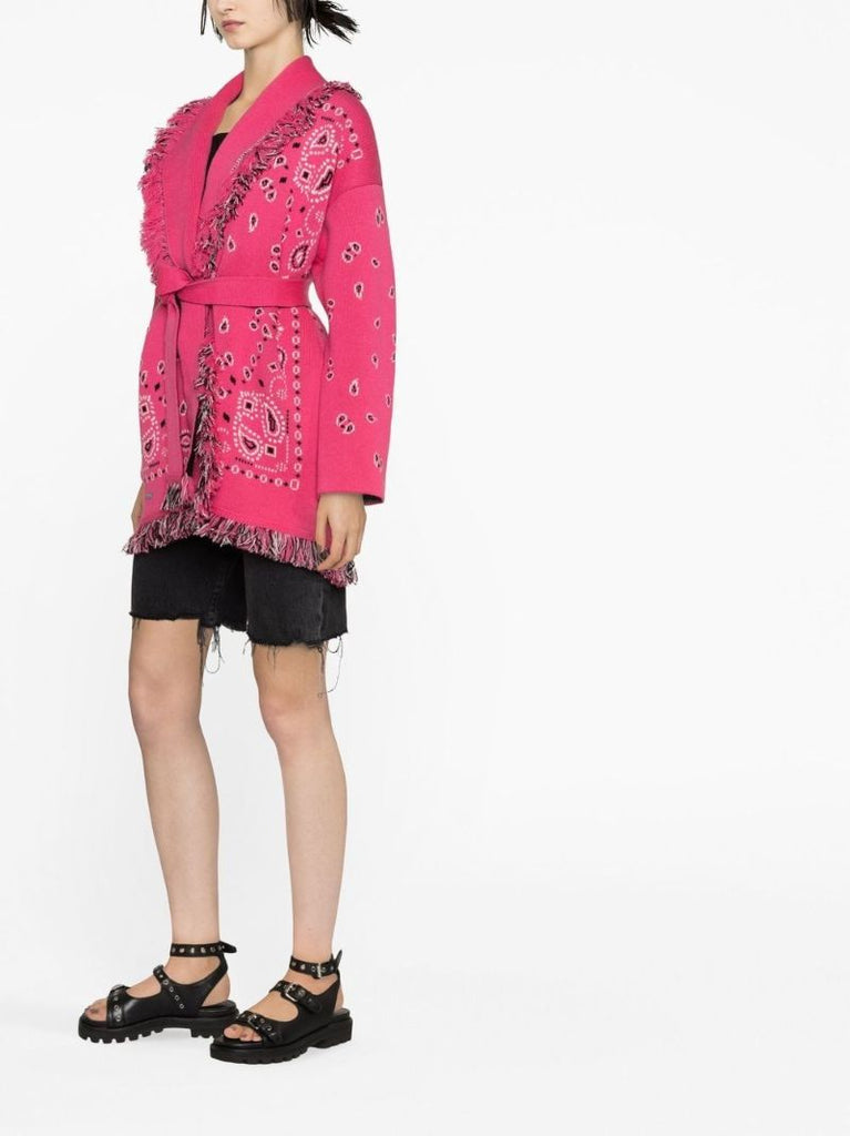 Pink Bandana Jacquard Cashmere Cardigan