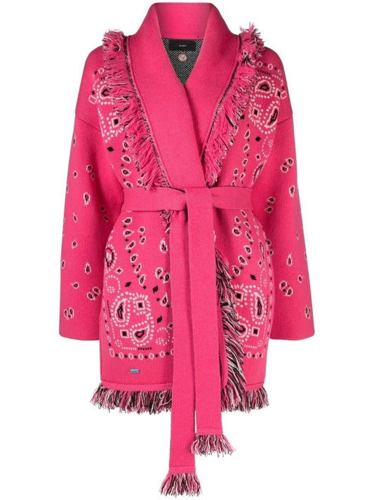 Pink Bandana Jacquard Cashmere Cardigan