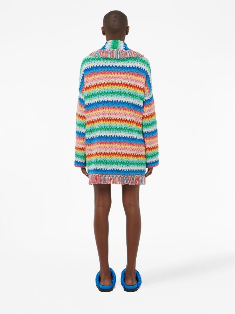 Red Over the Rainbow Striped Cotton Cardigan