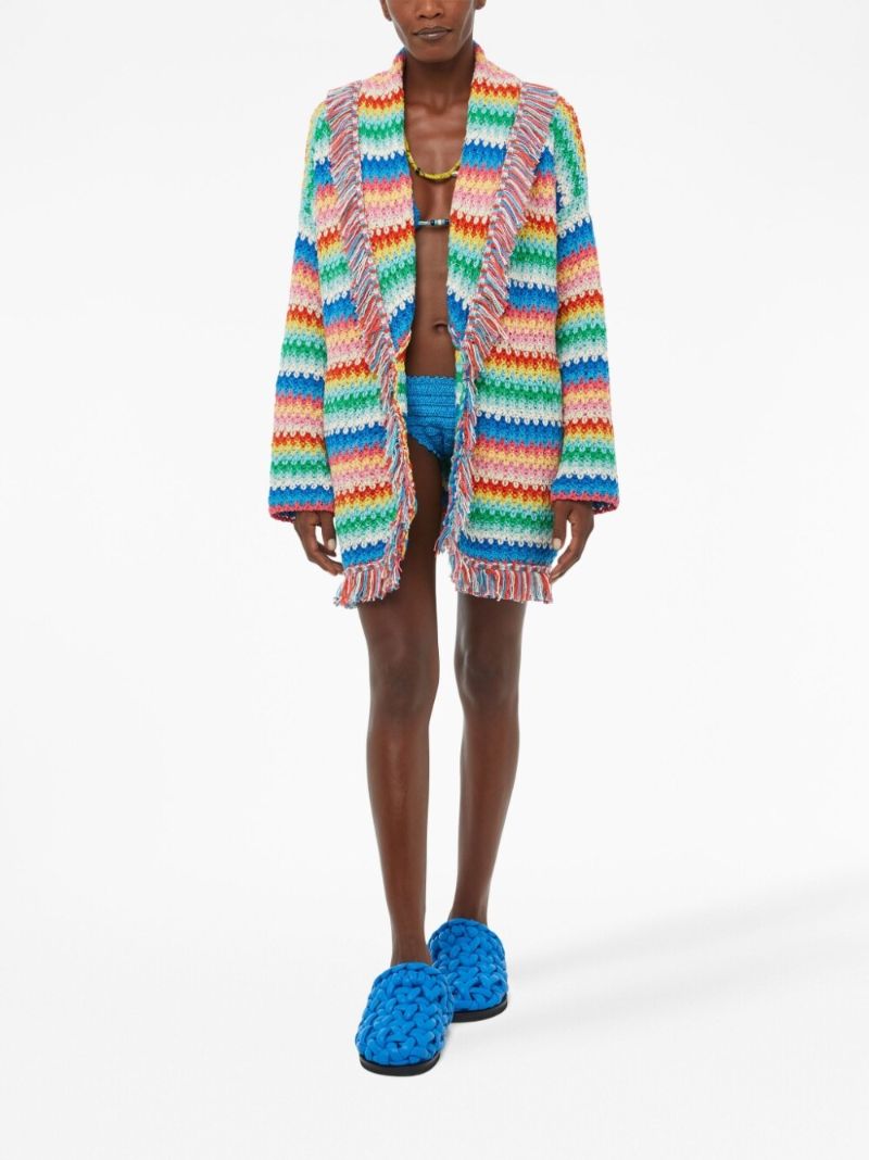 Red Over the Rainbow Striped Cotton Cardigan
