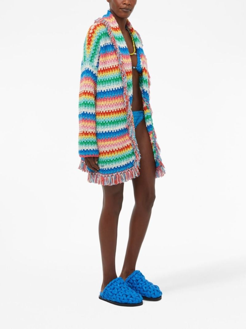 Red Over the Rainbow Striped Cotton Cardigan