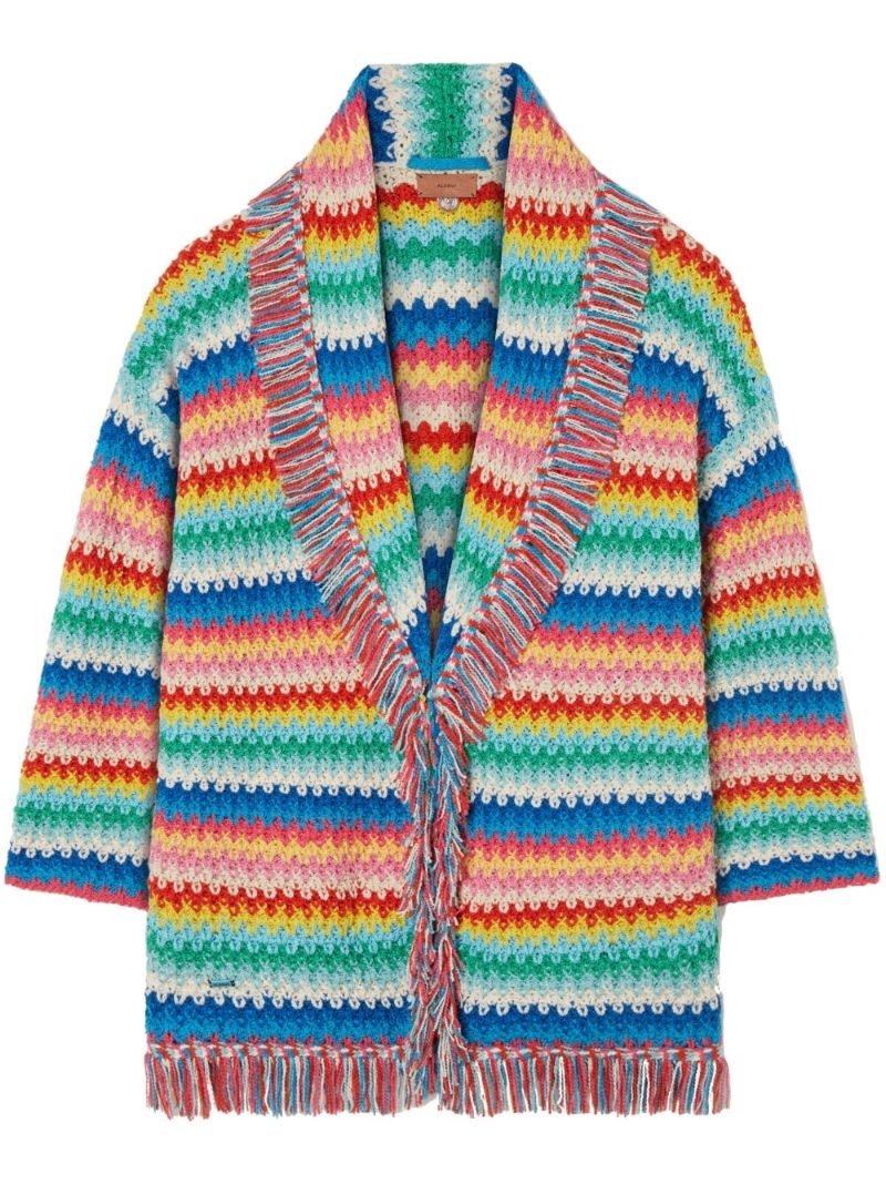 Red Over the Rainbow Striped Cotton Cardigan