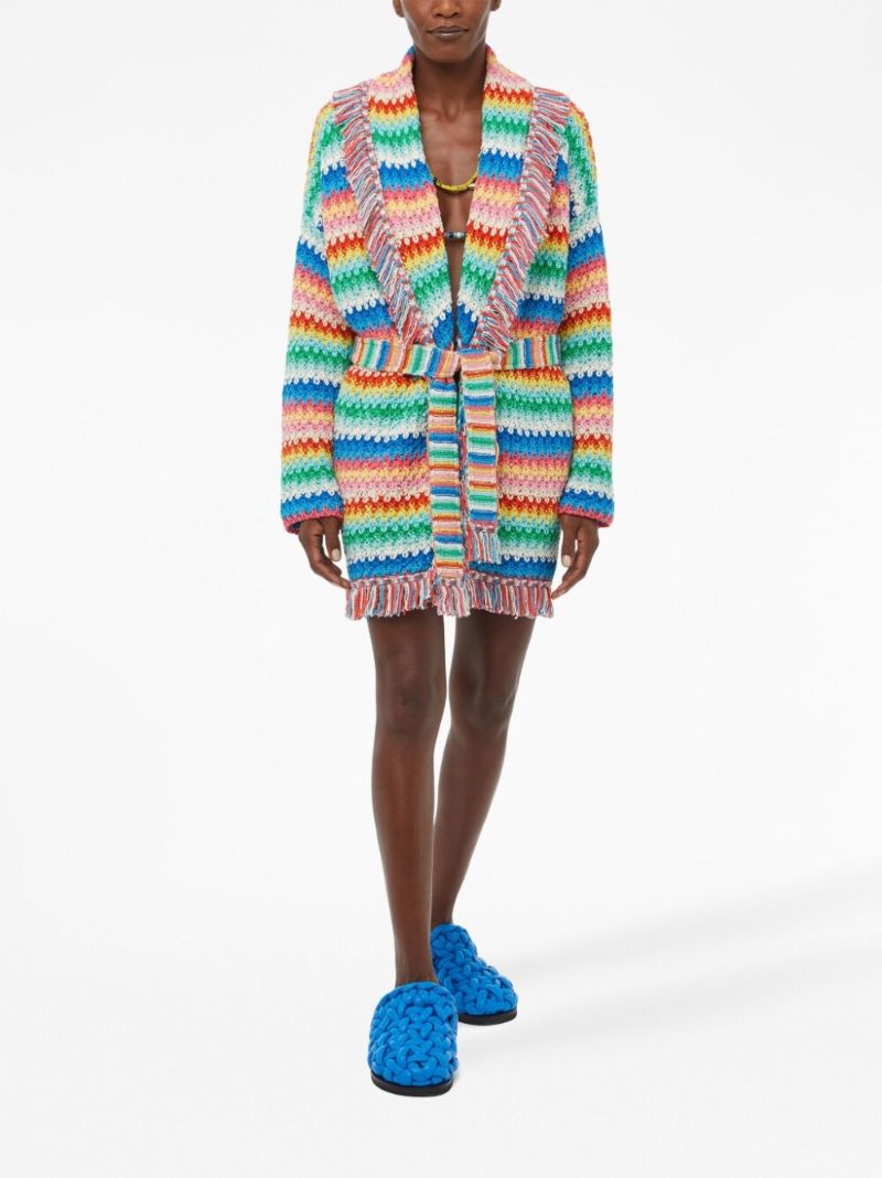 Red Over the Rainbow Striped Cotton Cardigan