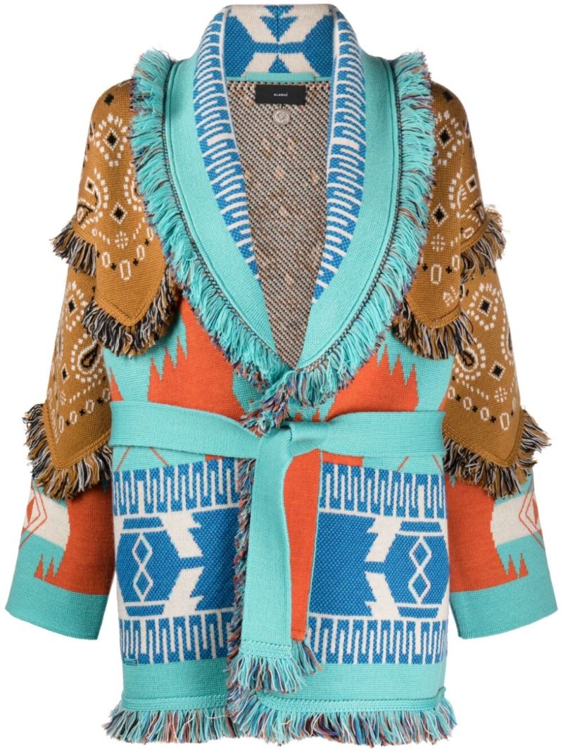 Blue Bandana Patch Jacquard Cardigan
