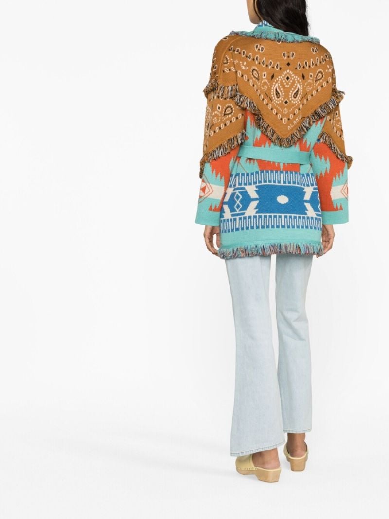 Blue Bandana Patch Jacquard Cardigan