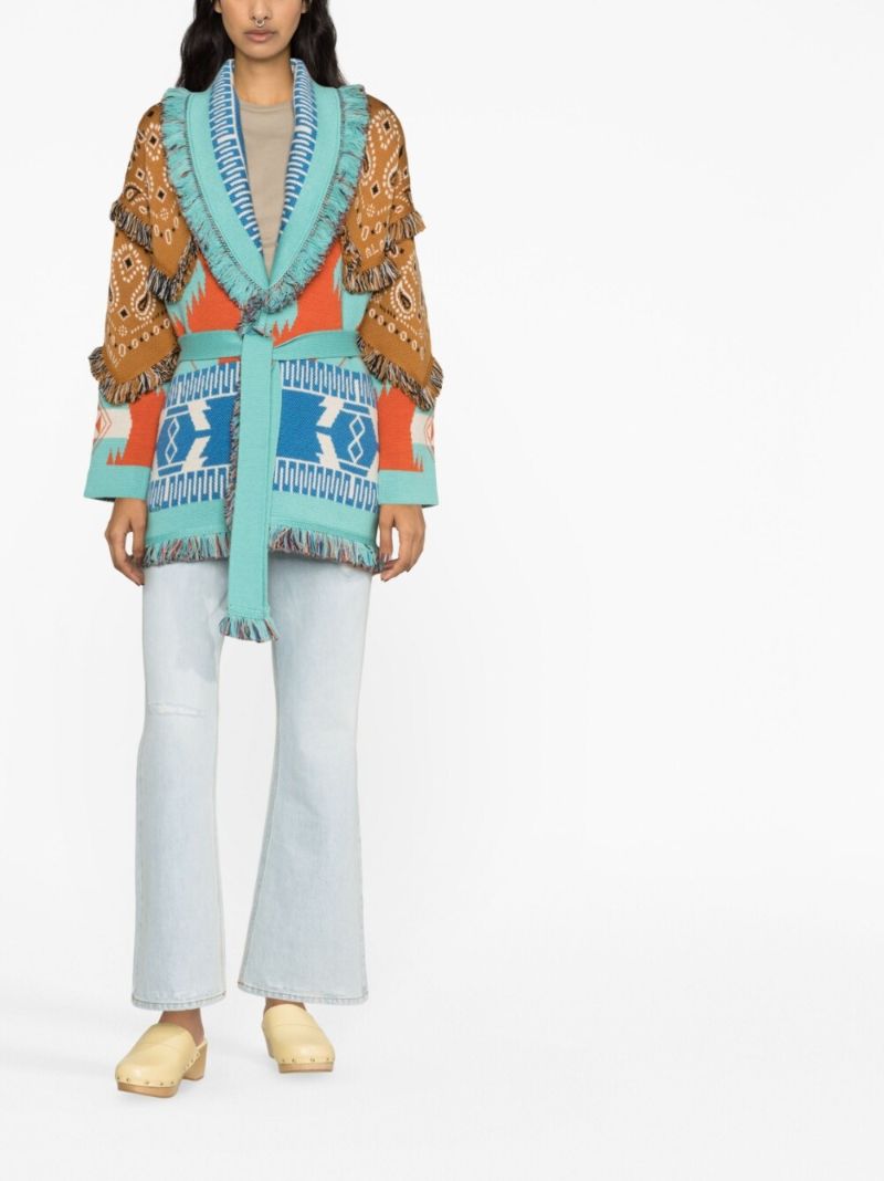 Blue Bandana Patch Jacquard Cardigan