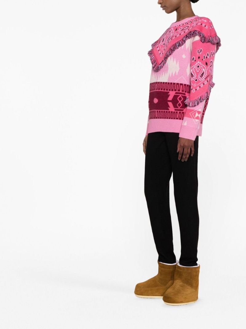 Pink Abstract Jacquard Wool Sweater
