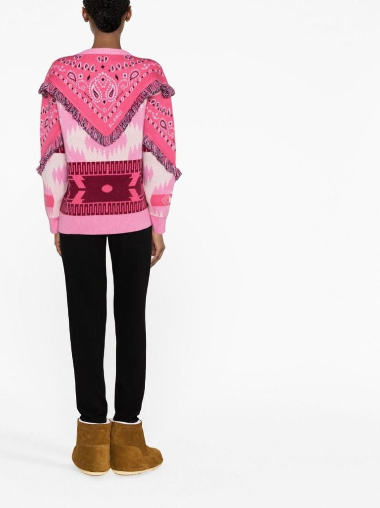 Pink Abstract Jacquard Wool Sweater