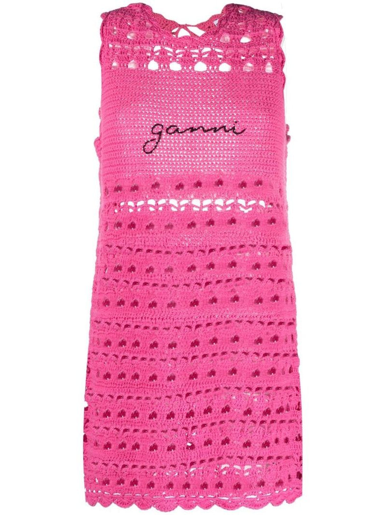 Pink Crochet Mini Dress