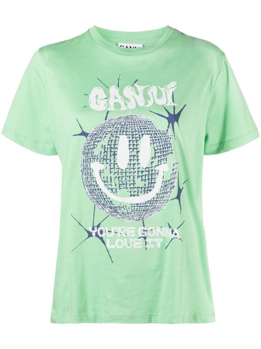 Green Disco Ball Graphic Print Organic Cotton T-shirt