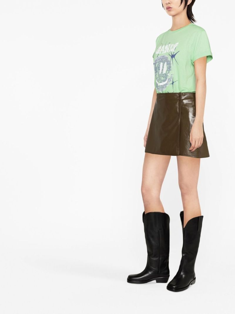 Green Disco Ball Graphic Print Organic Cotton T-shirt