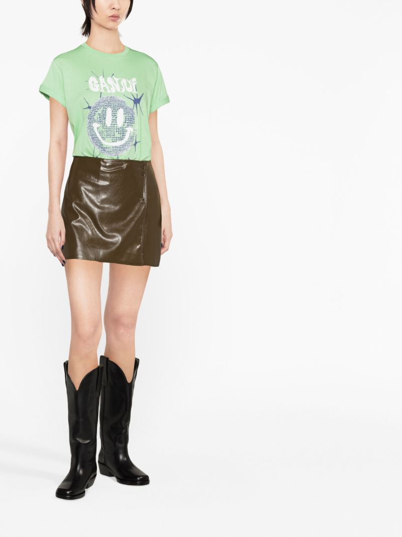 Green Disco Ball Graphic Print Organic Cotton T-shirt