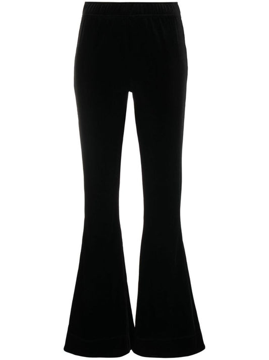 Black Flared Velour Trousers