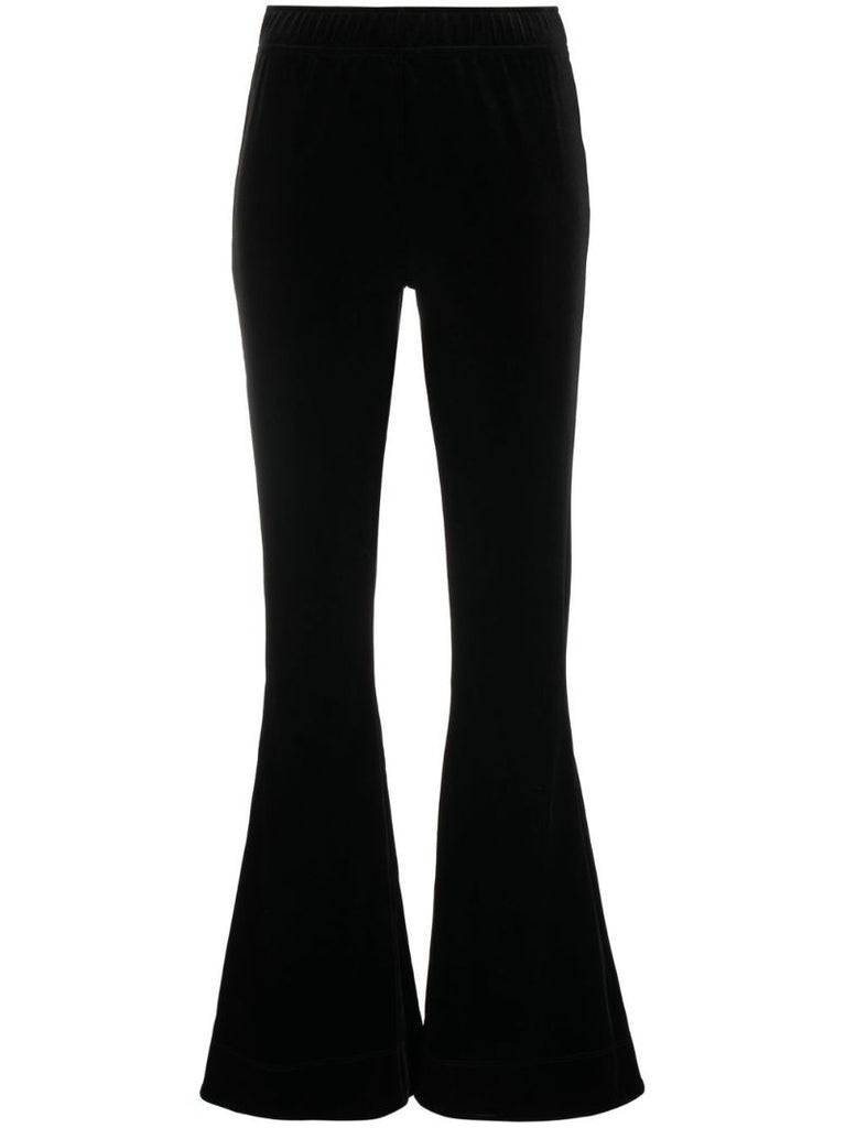 Black Flared Velour Trousers