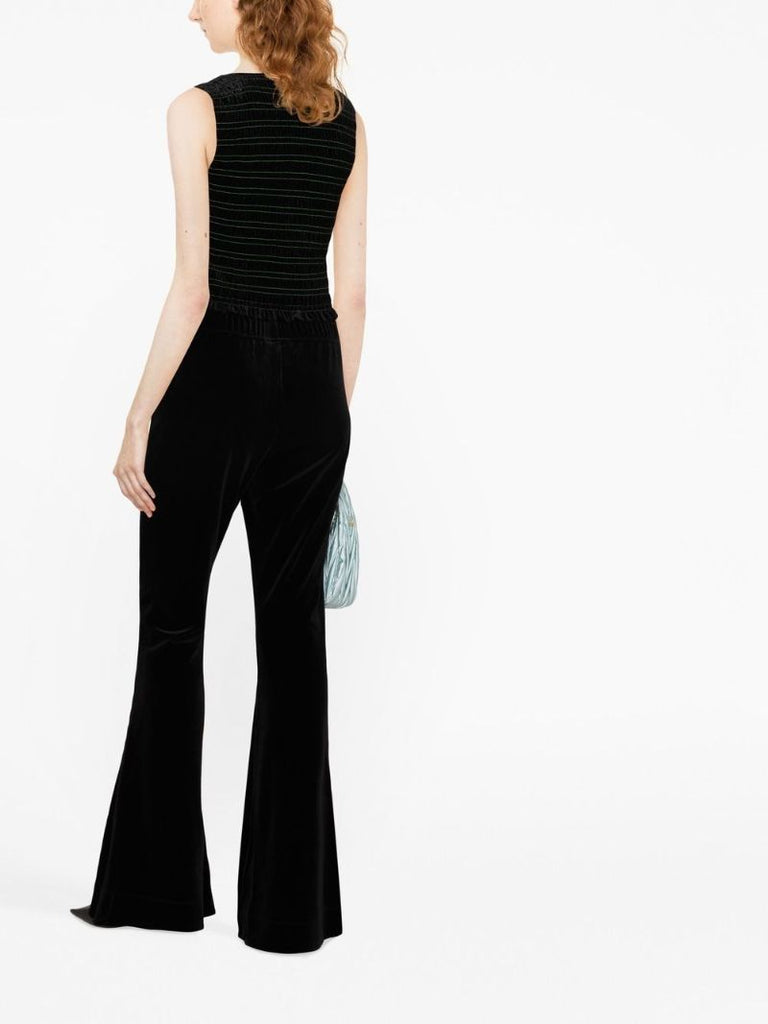 Black Flared Velour Trousers