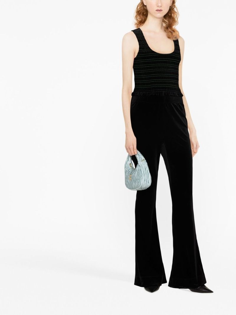 Black Flared Velour Trousers