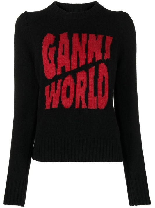 Black Logo Intarsia Sweater