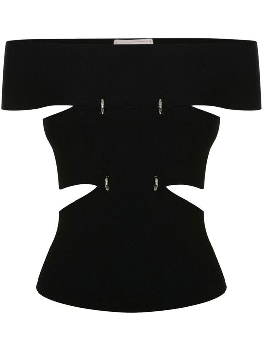 Black Off-the-shoulder Cut-out Top