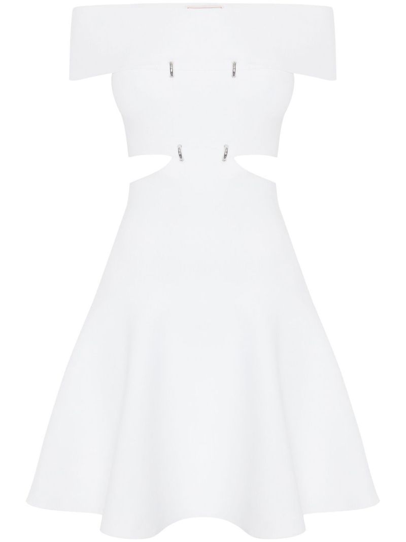 White Off-the-shoulder Slashed Mini Dress