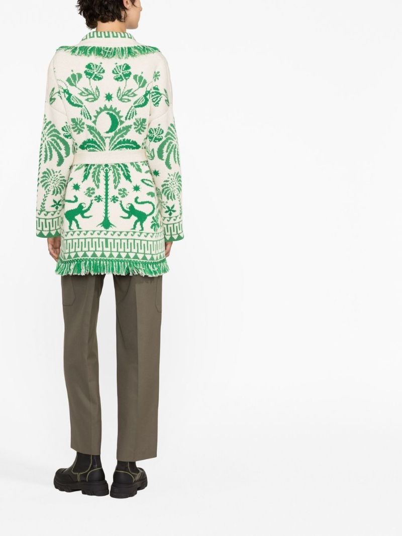 White and Green Explosion of Nature Foul Cardigan