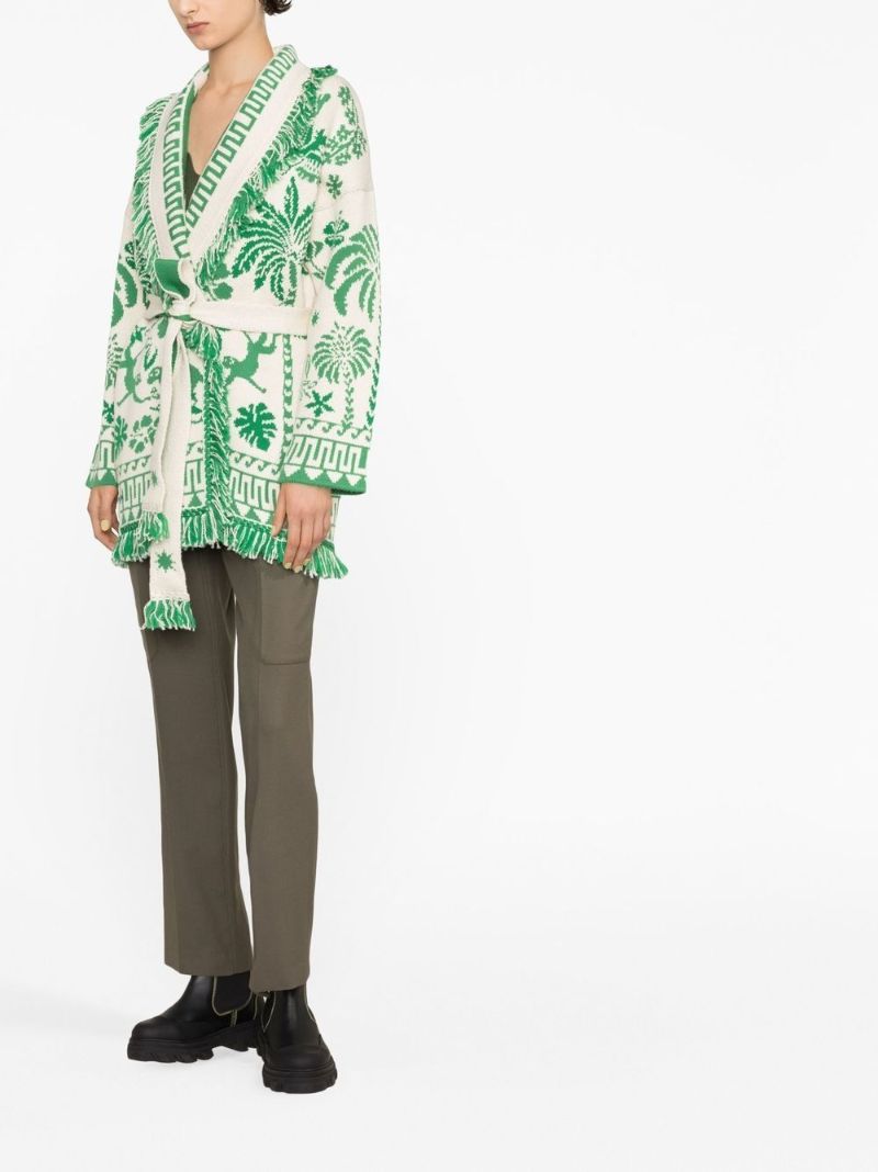 White and Green Explosion of Nature Foul Cardigan