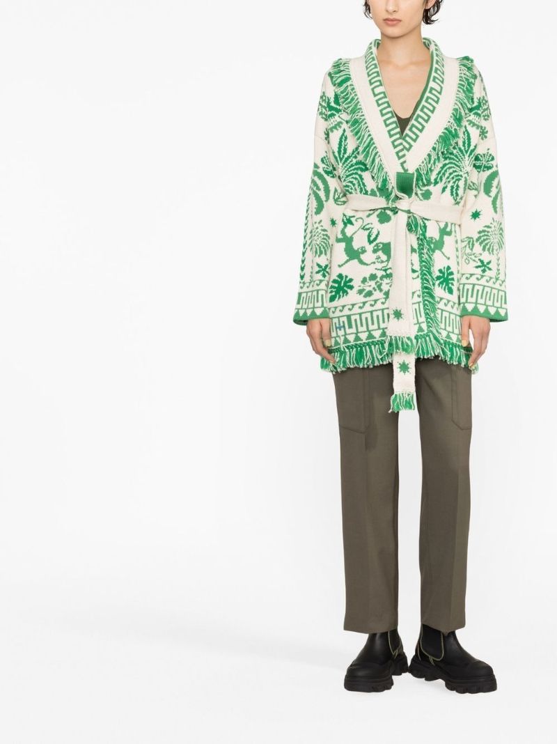 White and Green Explosion of Nature Foul Cardigan