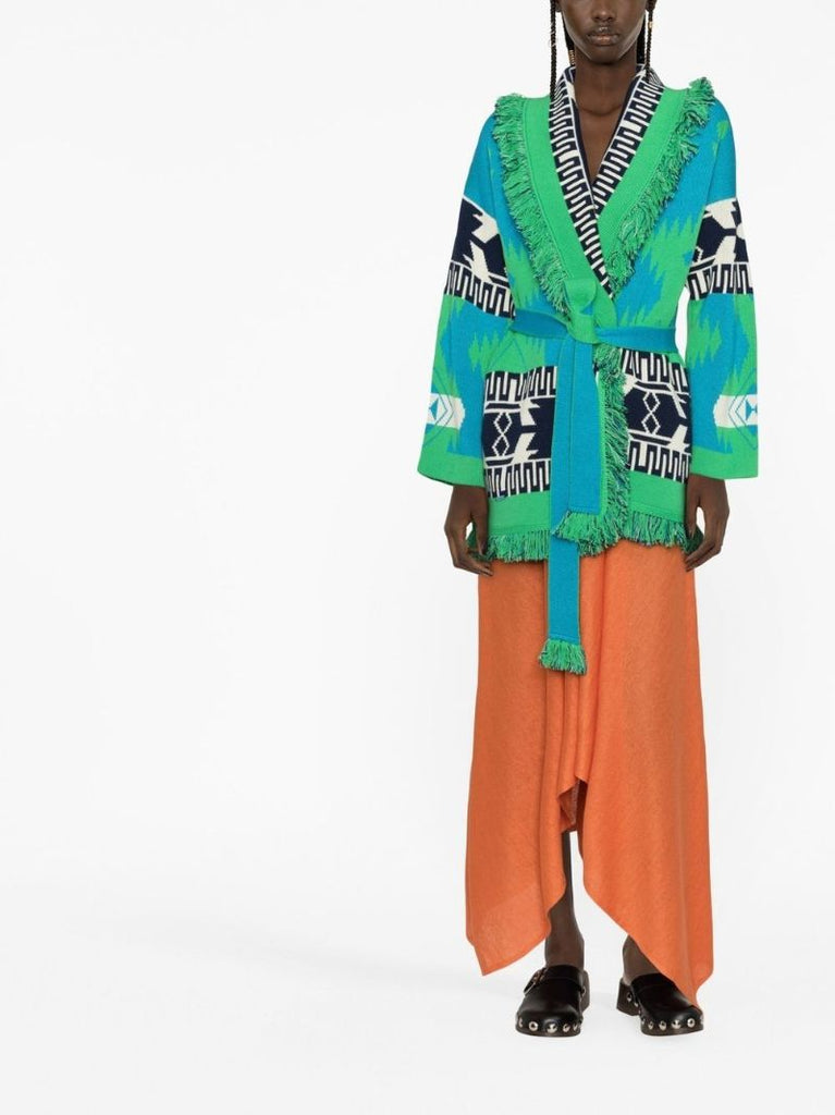 Green Icon Jacquard Cashmere Cardigan
