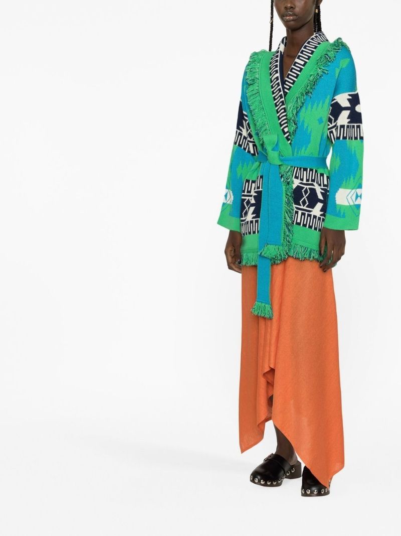 Green Icon Jacquard Cashmere Cardigan