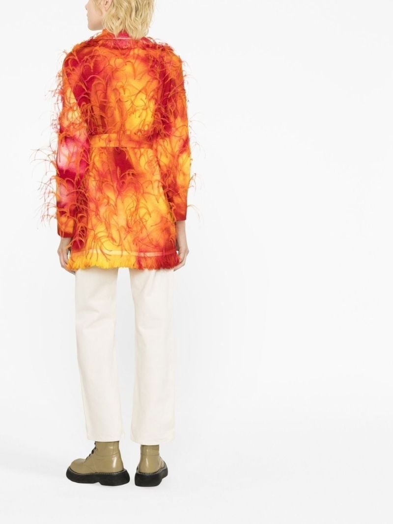 Yellow Sunset Feather-trim Wool Cardigan