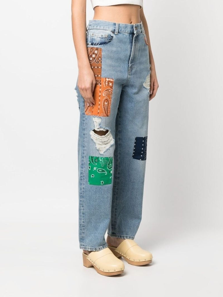 Blue California Patchwork Jeans