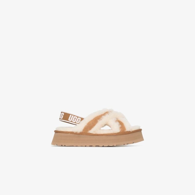 Neutral Disco Cross Flatform Sandals